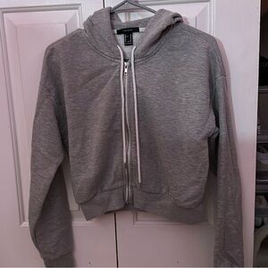 Forever 21 cropped grey zip up